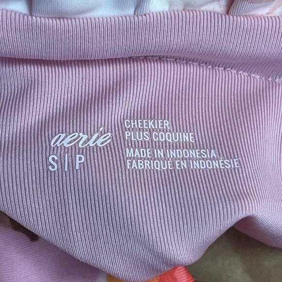 Aerie Printed Ruffle Tie Cheekier Bikini Bottom in Country Pink Size S NWT - Picture 10 of 12
